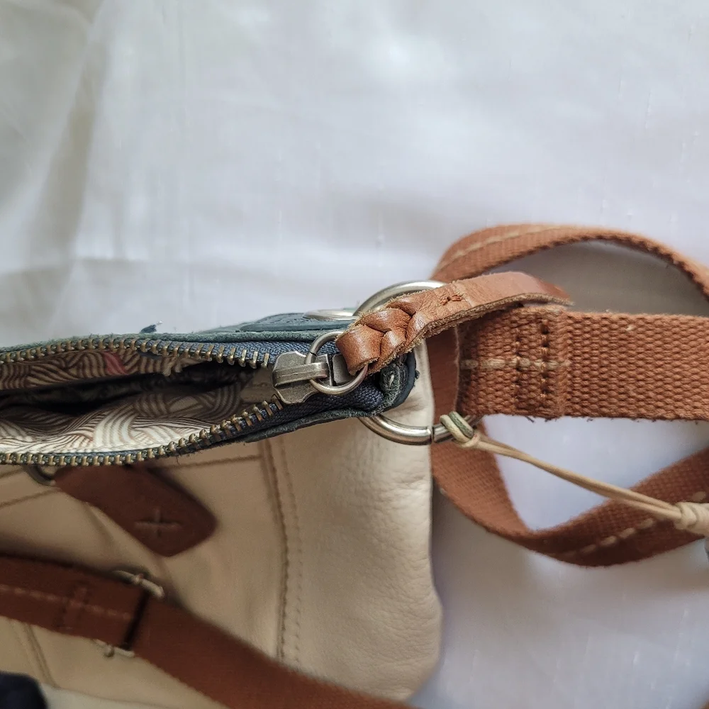 The Sak Cream and Brown Crossbody Bag Purse Leather